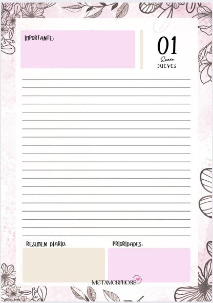 AGENDA 2026 FLORES ROSAS